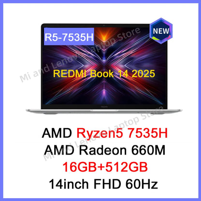 REDMI Book 14 2025 NEW R5-7535H Radeon 660M/R7-7735H Radeon 680M 16GB+512GB 14inch FHD 60Hz Screen