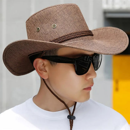 Spring Autumn Wide Brim Solid Color Men Jazz Hat Unisex Sun Protection Outdoor Women Top Hat Cowboy Cap