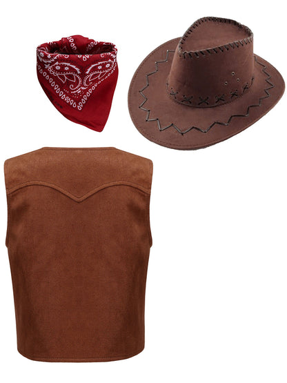 Costume de Cowboy Occidental pour Enfant, Déguisement de Cowgirl, Jeu, Interface West, ixd'Halloween, Cosplay, Ensembles de 4 Pièces, Performance sur Scène Trempée
