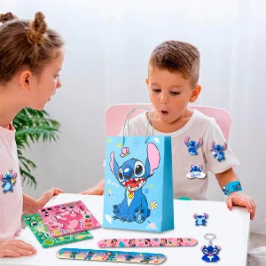 Stitch Birthday Party Favors,110 Pcs Stitchs Party Favors Set-Stitch Favor Bags,Keychains Slap Bracelets etc Stitch Themed Party