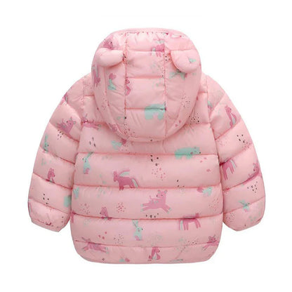 Enfants Garçons Bébé Vestes Légères à Capuche en Duvet Vêtements d'Extérieur Chauds Automne Enfants Filles Manteaux Imprimé Dinosaure Dessin Animé Vêtements Décontractés