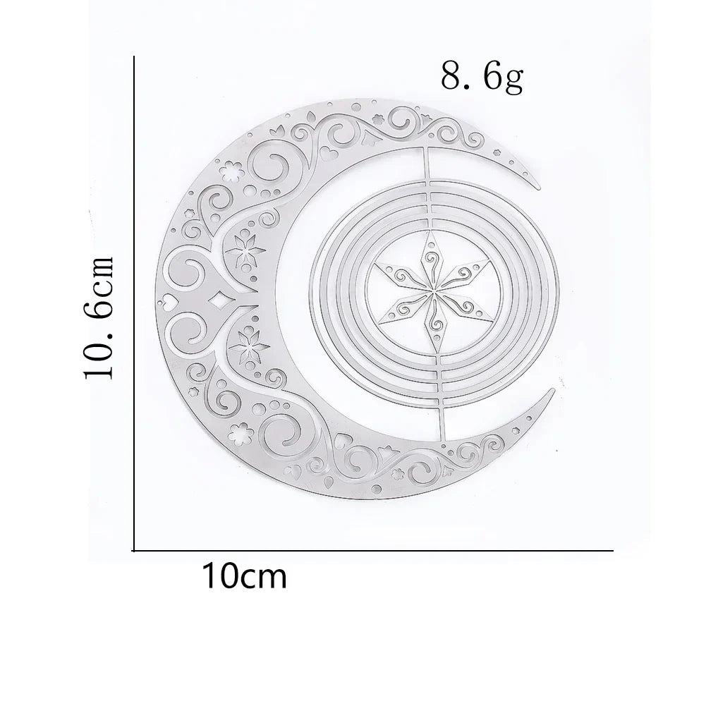 Moon Snowflake Wind Spinner Hanging Stainless Steel 3D Whirligigs Wind Chimes Catcher Yard Garden Christmas Decor Bird Deterrent