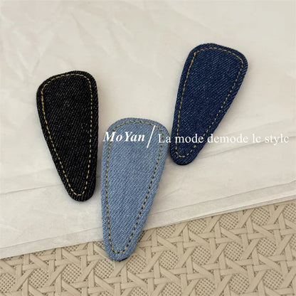 Rétro simple denim bleu haut de gamme nouvelle épingle à cheveux cheveux cassés épingle à cheveux frange BB clip tempérament polyvalent clip latéral