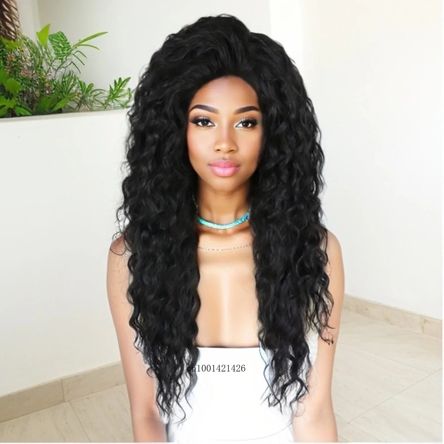 Perruque blonde bouclée cheveux synthétiques longs naturels perruques ondulées pour femmes blanches, raie libre, racines foncées, perruques ombrées, perruque ondulée tendance + autocollants