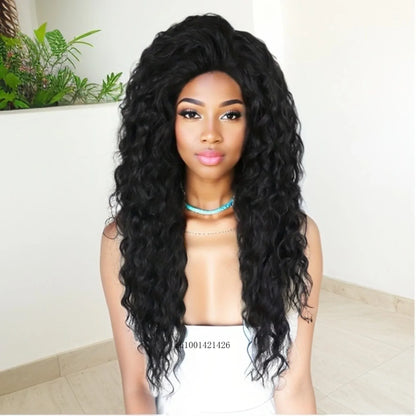Perruque blonde bouclée cheveux synthétiques longs naturels perruques ondulées pour femmes blanches, raie libre, racines foncées, perruques ombrées, perruque ondulée tendance + autocollants