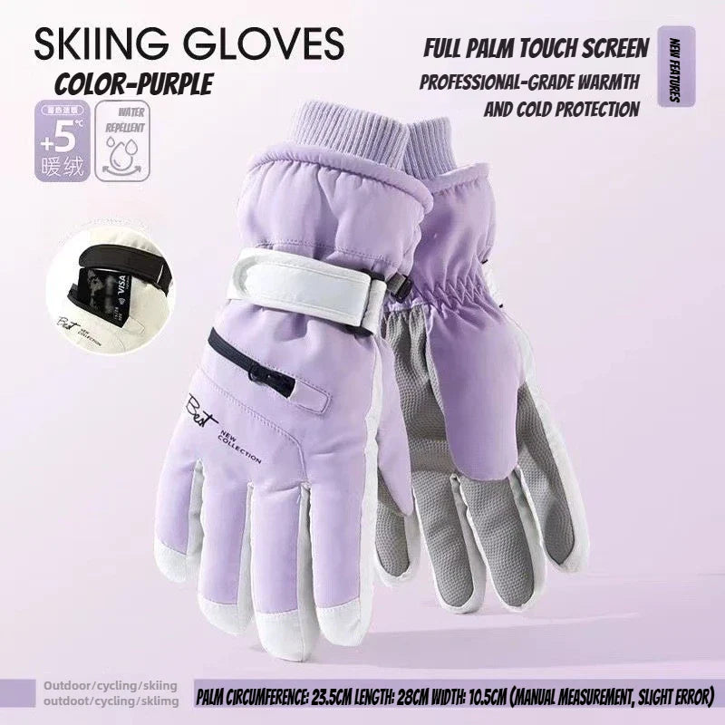 Gants de cyclisme d'hiver, antidérapants, au toucher, pour Ski, accessoires de Snowboard, poche étanche, chauds pour hommes et femmes