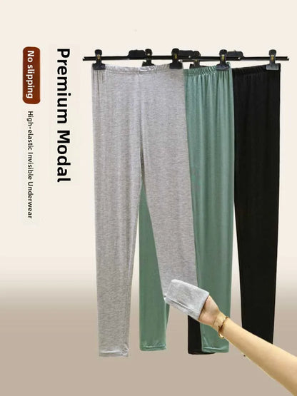 Leggings ajustés taille haute en modal, fins et élastiques, pour le printemps et l'automne, sous-vêtements, vêtements d'intérieur, pantalons longs grande taille