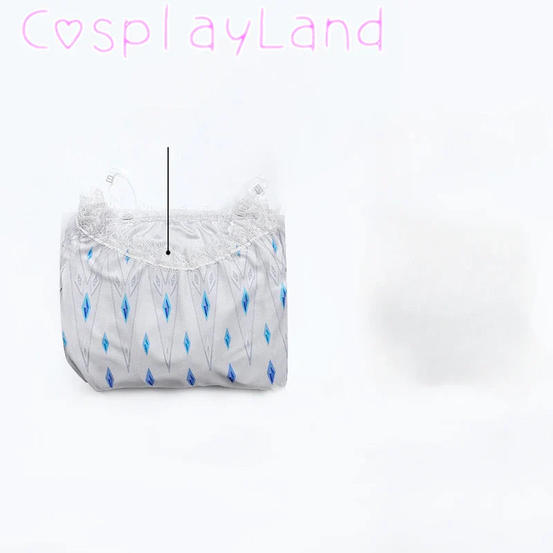 Costume de Cosplay Reine Elsa Robe Carnaval Fantaisie Halloween Femme Impression Princesse Robe Blanche Tenue Sur Mesure