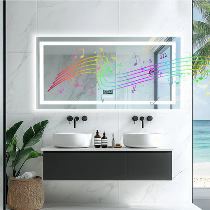 Fissuraminants pour miroir de maquillage LED, miroir de courtoisie avec lumières, miroir de maquillage à intensité variable, affichage numérique Bluetooth intelligent, mémoire de 3 couleurs