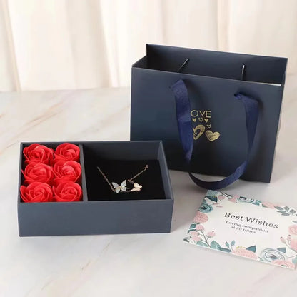 Boîte à bijoux Rose, boîte à bagues à Six fleurs, cadeau de saint-valentin, boîte d'emballage de bijoux, pendentif, collier, cadeaux d'anniversaire pour femme et maman