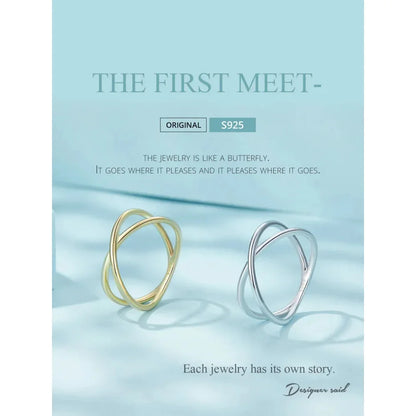 Breathtaking 14K Gold Plated X Ring - Elegant Minimalist 925 Sterling Silver Cross Ring For Women - Promise Jewelry Scr543