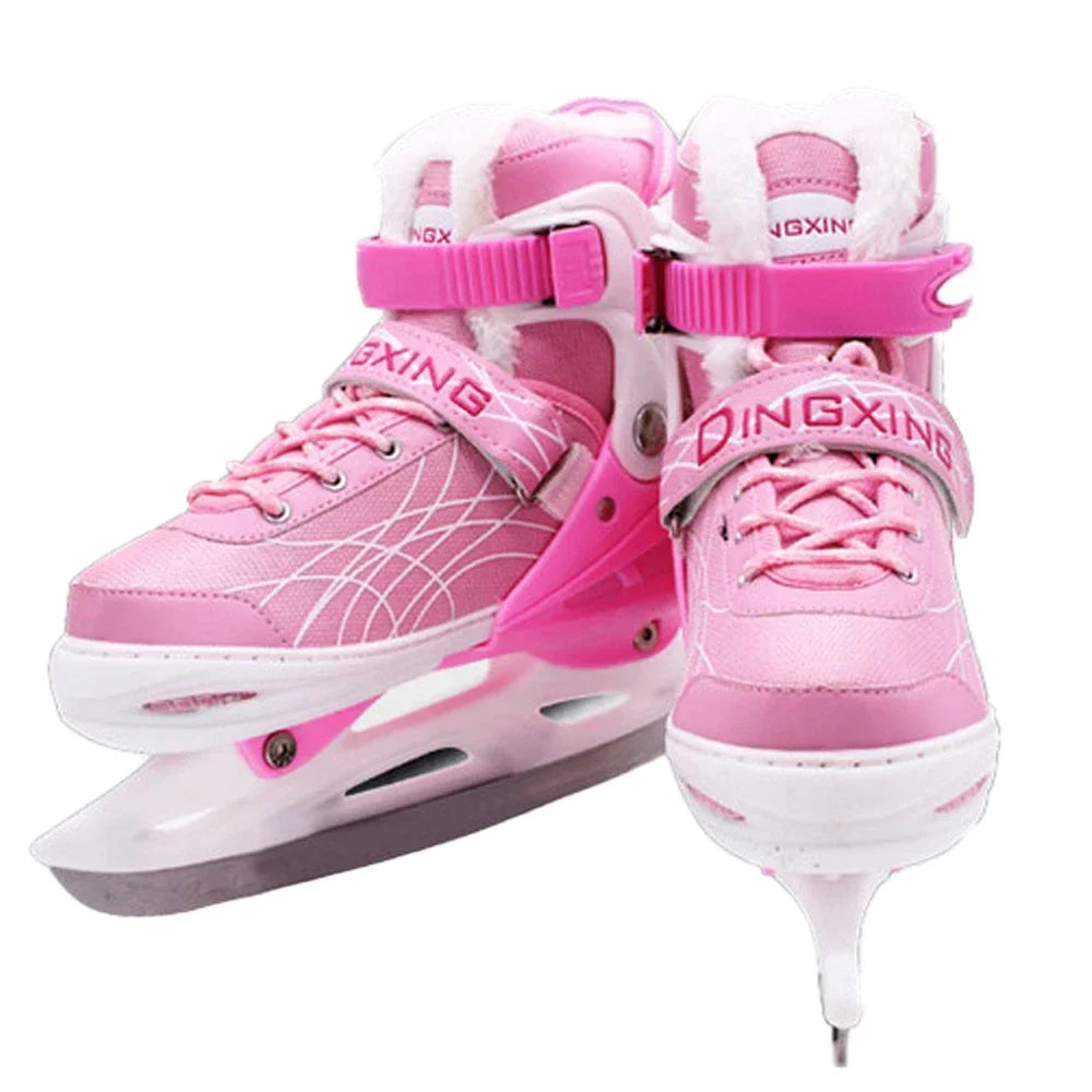 Chaussures de patins à glace extensibles, chaussures de hockey sur glace réglables, chaussures de patinage de vitesse épaisses et chaudes pour filles, garçons, femmes et hommes