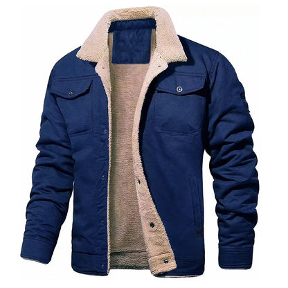 2025 Fashion Fleeced Jacket for Men Solid Color Thick Warm Outwear Tops Quality Autumn Winter Casual Coats Black Men's Jackets