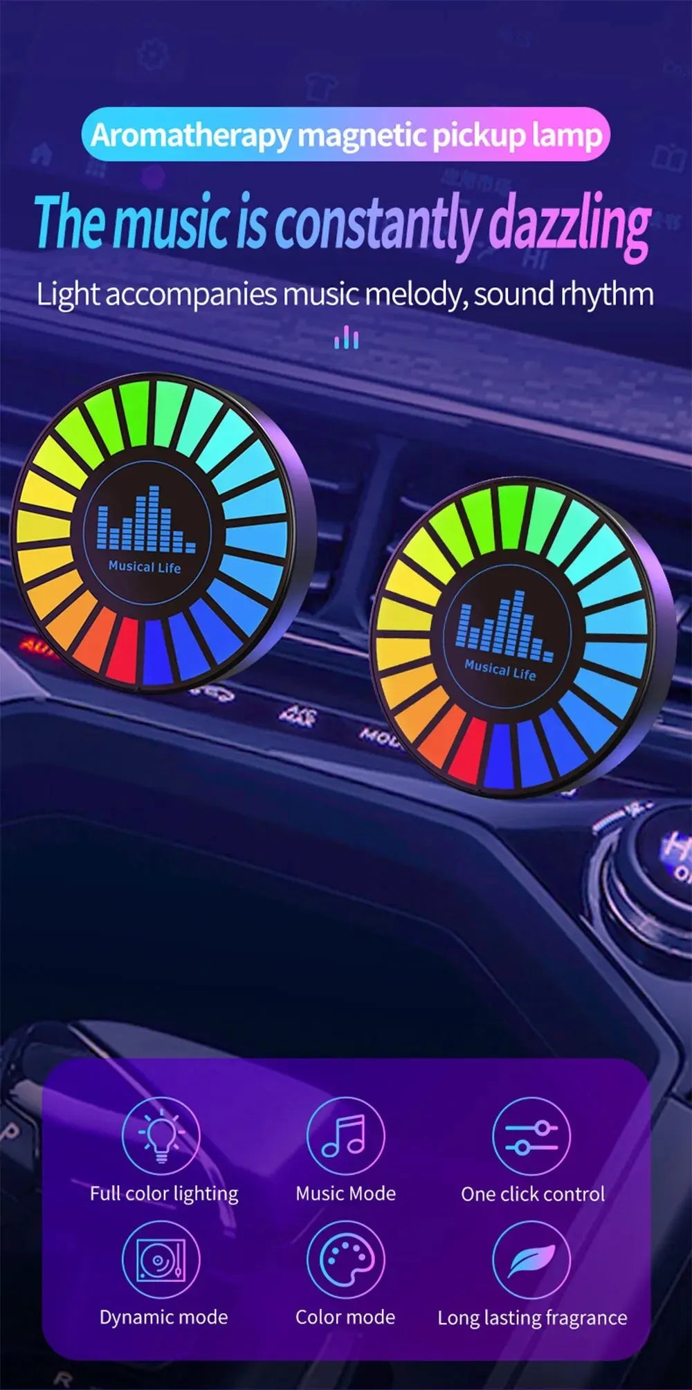 Led Music Sound Control Pickup Light Rhythm Lamp RGB Car Ambient Light Adjustabl Automotivo Strip For Automobiles Family Party