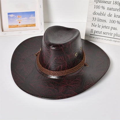 New Cowboy Knight Hat Women Men Leather Caps Western Sun Hats Gentleman Jazz Vintage Cap Large Grassland Summer Autumn Visors