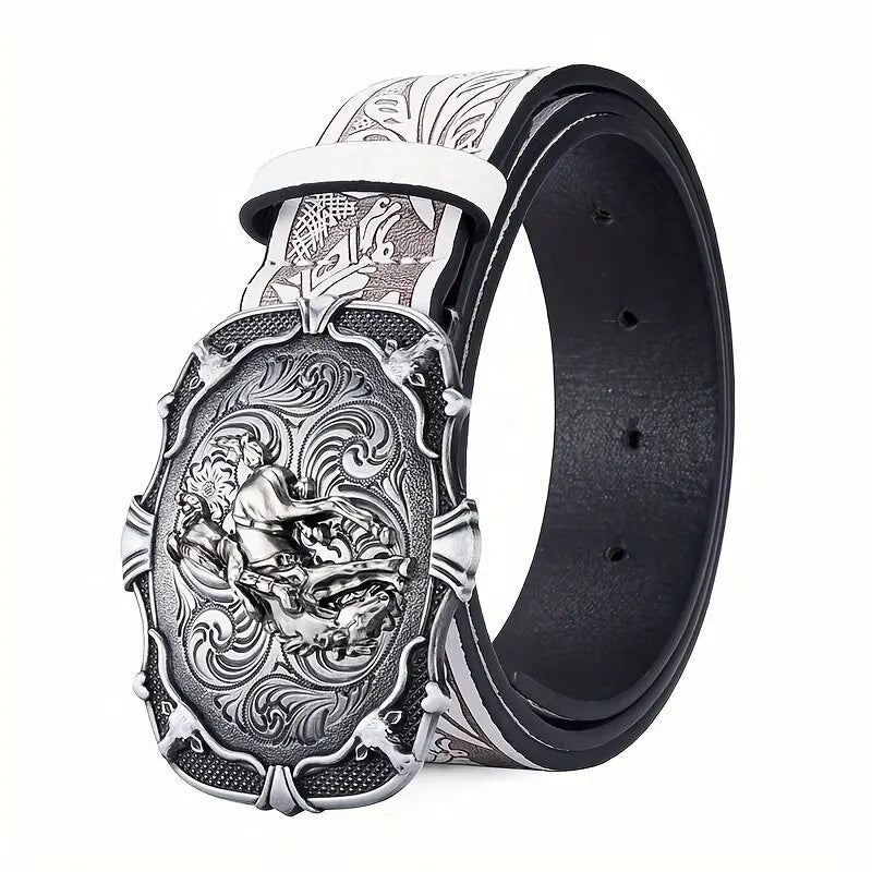 Ceinture de Cowboy pour femmes, ceinture à tête de cheval au galop Cool, ceinture imprimée de Style technique Y2K à la mode pour hommes