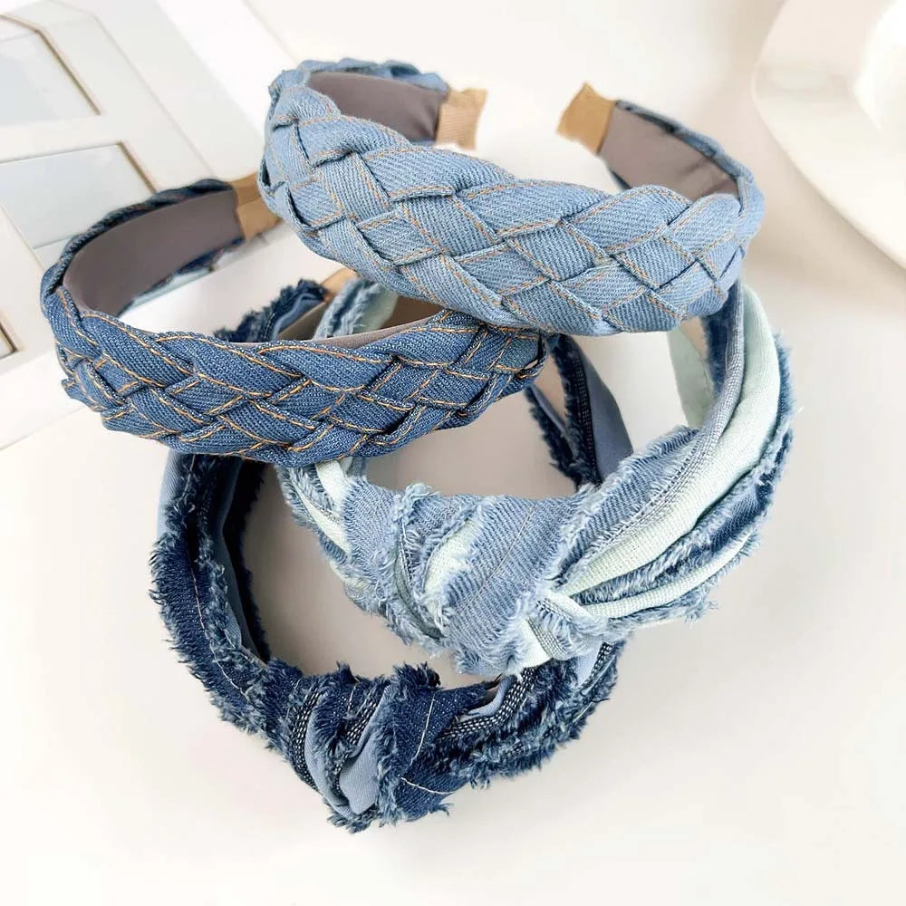 Denim tissu Cowboy bandeau coiffure chapeaux Cowboy cheveux cerceau cheveux accessoires Style coréen Denim noué bandeau fête