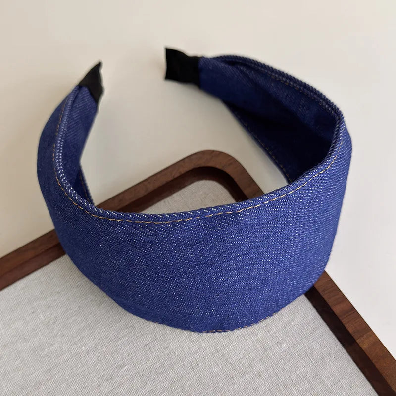 Rétro bleu Cowboy large bord Denim bandeau pour femme tempérament bandeau cheveux cerceau dame mode polyvalent cheveux accessoires nouveau