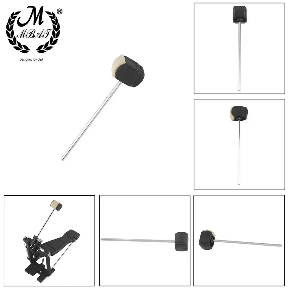 M MBAT – marteau de batteur à pédale de tambour, remplacement pour Kit de batterie, accessoire, arbre en acier inoxydable, tête de batteur à pédale en feutre