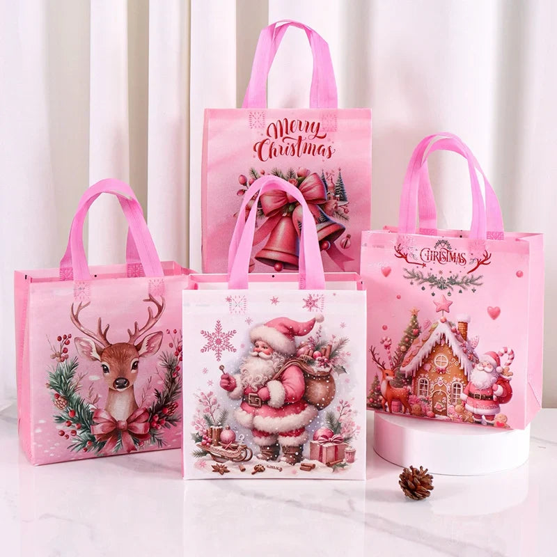 4/8 pièces sac cadeau de noël Santa sac Non tissé décorations de noël pour la maison 2025 cadeaux de noël Navidad Noel sac d'emballage du nouvel an
