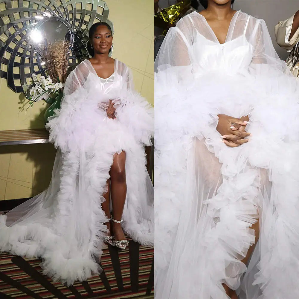 New Design Maternity Dresses for Photo Shoot Ruffles Long Sleeve Bridal Prom Gown Women Pregnant Robe Túnica Materna Custom Made