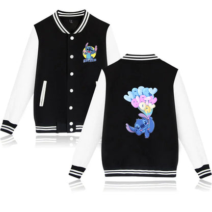 Lilo Stitch Baseball Jacket Men Women Hip Hop Harajuku Jackets Streetwear Kids Boys Girls Loose College Coats