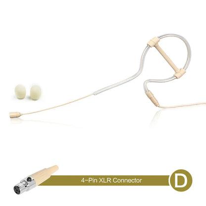 Casque beige à oreillette unique, microphone, fonctionnement mains libres, prise XLR 3,5 mm, 3 broches, 4 broches, avec bonnette de microphone