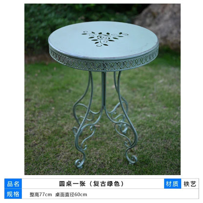 Table d'extérieur en fer européen, balcon de cour, table de terrasse, conception de dentelle, meubles de jardin, décoration de la maison, petite table basse