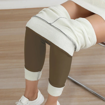 Leggings chauds en polaire pour femmes, collants épais en velours, taille haute, élastiques, Slim, couleur unie, pour prévenir le froid, automne et hiver
