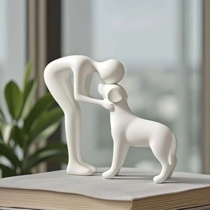 Une statue de chien noir et de propriétaire élégante et simple, un cadeau chaleureux pour les amoureux des animaux de compagnie et une décoration de table pour la maison qui n'est pas facile à casser