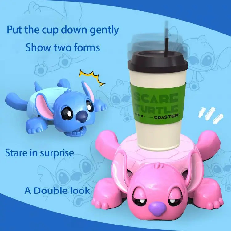 Stitch Turtle Coaster Set Pop Up Eyes Stretchy Limbs Heat Resistant Silicone Mat Non Slip Design Tea Coffee Lovers Birthday