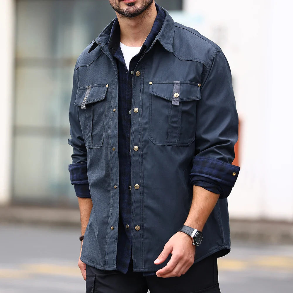 Vestes pour hommes, printemps, chemise doublée en flanelle, manteau, veste décontractée à boutons-pression, style cowboy occidental, haut de haute qualité, taille US