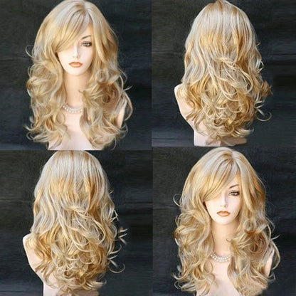Blonde Wigs Wavy Curly Long Heat Resistant Fiber  Costume Party  Wigs for Women Synthetic