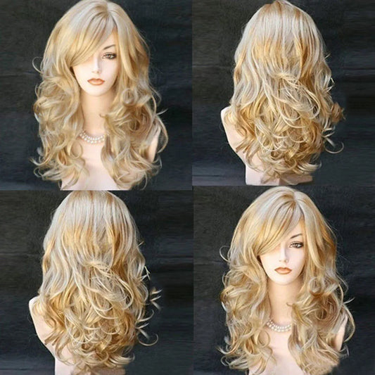 Blonde Wigs Wavy Curly Long Heat Resistant Fiber  Costume Party  Wigs for Women Synthetic