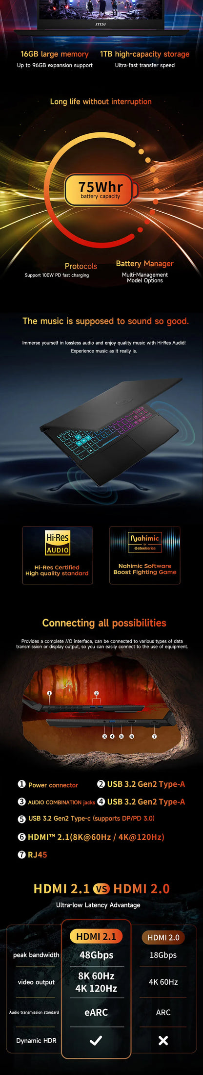 2025 MSI Katana 15 HX Gaming Laptop 15.6 Inch 2.5K QHD 165Hz IPS Screen Notebook i9-14900HX 32GB 2TB RTX5060 Netbook Computer PC