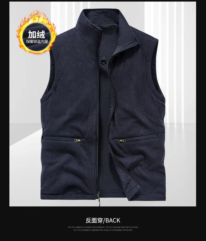 Gilet Homme Automne Polaire Extérieur 4XL Utilité Tactique Multi-poches Techwear Randonnée Pêche Photographie Safari Cargo