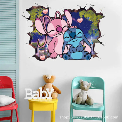 Cartoon Lilo & Stitch Movie Wall Stickers For Kid's Room Kindergarten Living Room Wall Decoration Animated Poster  Art Mural