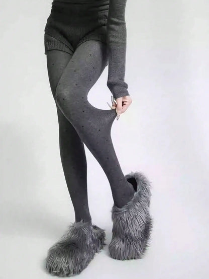 Leggings imprimés à pois pour femmes, 100 grammes, Leggings péplum en velours fin bordeaux, automne et hiver, printemps et automne