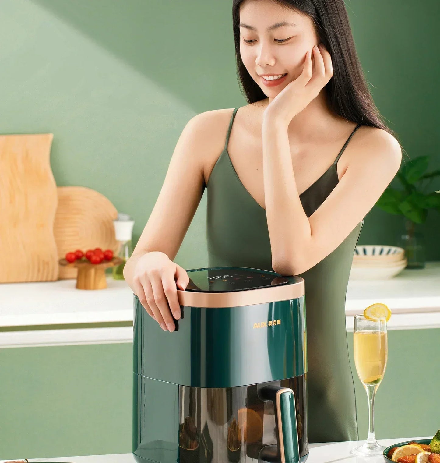 220V AUX Air Fryer and Oven Combo: Multifunctional, Fully Automatic, No Oil Technology, Easy-to-clean AB