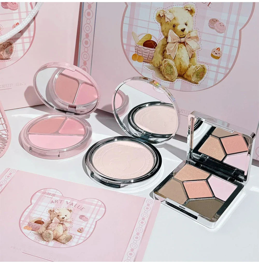ART VALUE Coffrets de maquillage 7 pièces comprenant 3 couleurs de rouge à lèvres mat, 1 poudre pressée, 1 fard à joues, 1 palette de fards à paupières, 1 collier, coffrets de maquillage beauté