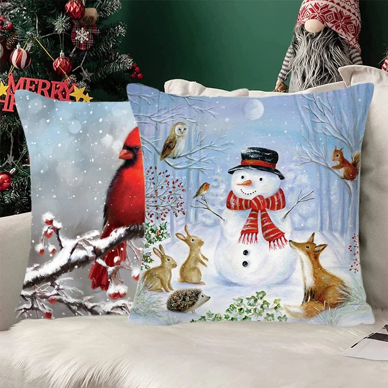 Housse de coussin de noël, père noël, décor de joyeux noël pour la maison, ornements de noël 2025, cadeaux de noël, nouvel an 2026