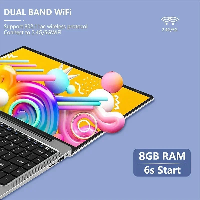 14.1" Student Laptop Intel Celeron N4000 128GB-1TB SSD  Win11 ProDual-Core Portable Notebook Lightweight Study PC Fast Shipping