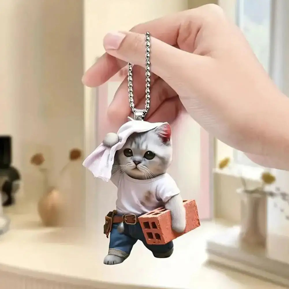 Acrylic Cat Charm for Car Realistic Cat Pendant Car Ornament Hanging Decor for Car Lovers Acrylic Charm Party Festival Gift
