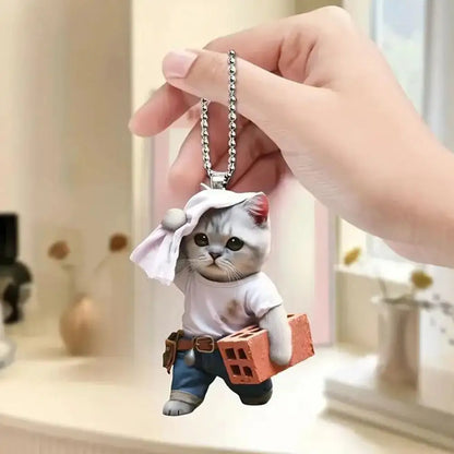 Acrylic Cat Charm for Car Realistic Cat Pendant Car Ornament Hanging Decor for Car Lovers Acrylic Charm Party Festival Gift