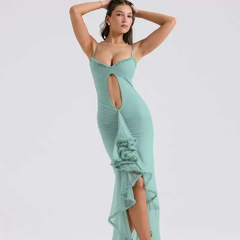 Avrilyaan Hollow Out Split Sexy Dress Women Irregular Elegant Evening Party Long Dresses Backless Bodycon Summer Dress Vestidos