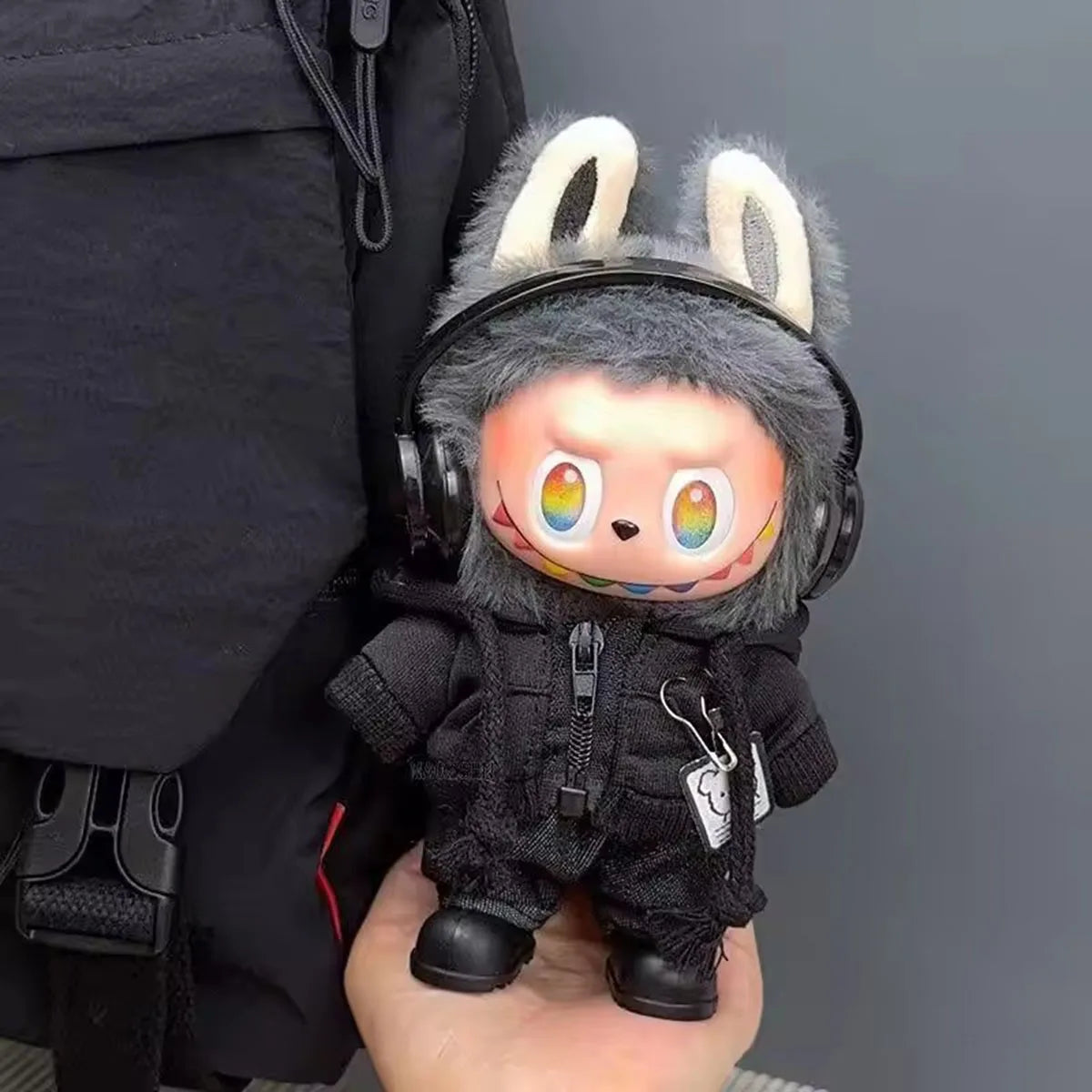 [No Doll] Cute Plush Doll Casual Hoodie Black Suit Fashion Sweatshirt Jacket Outfit Clothes for Labubu Clothes Gifts