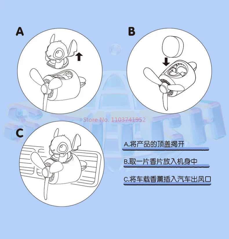 In Stock Characters Stitch Car Mounted Aromatherapy Air Outlet Decoration Interior Decoration Cartoon Decor Auto Toy Kawaii Gift