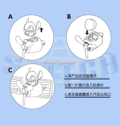 In Stock Characters Stitch Car Mounted Aromatherapy Air Outlet Decoration Interior Decoration Cartoon Decor Auto Toy Kawaii Gift