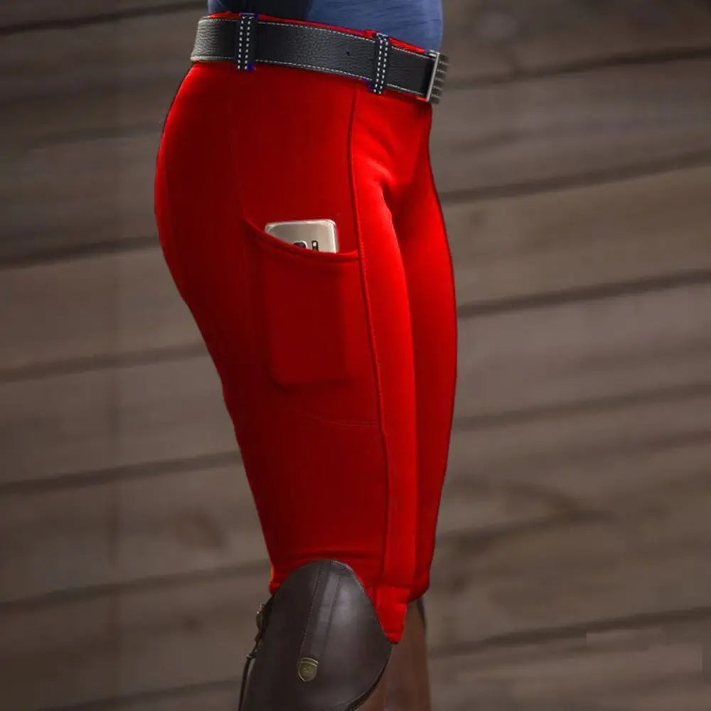 Clothes Anti-pilling Equestrian Pants Slim Elastic Horse Racing Trousers Skinny with Phone Pocket Equestrian Breeches Camping