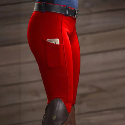 Clothes Anti-pilling Equestrian Pants Slim Elastic Horse Racing Trousers Skinny with Phone Pocket Equestrian Breeches Camping